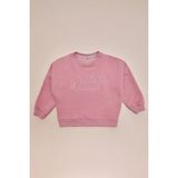 FullaModa Kabartma Baskılı Oversize Kız Çocuk Sweatshirt - Gül Rengi - 5 - 6 Yaş