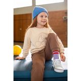 FullaModa Kiraz Nakışlı Bisiklet Yaka Kız Çocuk Sweatshirt - Bej - 13 - 14 Yaş