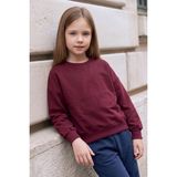 FullaModa Kiraz Nakışlı Bisiklet Yaka Kız Çocuk Sweatshirt - Bordo - 11 - 12 Yaş