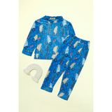FullaModa Koala Baskılı Polar Unisex Çocuk Pijama Takımı - Indigo - 7 - 8 Yaş