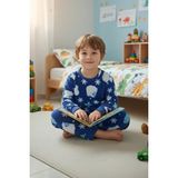 FullaModa Kutup Ayısı Desenli Polar Unisex Çocuk Pijama Takımı - Saks - 3 - 4 Yaş