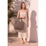 FullaModa Leopar Desenli Plaj Kol Çantası - STANDART - Bej