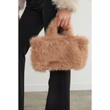 FullaModa Peluş Kol ve Omuz Çantası - STANDART - Camel