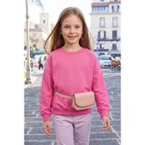 FullaModa Taşlı Fiyonk Desenli Bisiklet Yaka Salaş Kız Çocuk Sweatshirt - Pembe - 9 Yaş