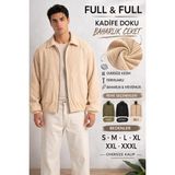Fullandfull Erkek Kadife Fitilli Baharlık Oversize Mont - Bej - XL