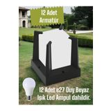 fullreyon 12 Adet Beyaz Işık Ampul Dahil E27 Duy Bahçe Duvar Armatürü, Modern Tasarım Dekoratif Set Üstü Aplik