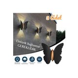 fullreyon 3 Adet Elektrikle Çalışır, 6 Watt Gün Işığı Ledli Kelebek Duvar Aplik İç ve Dış Mekan IP65 Aplik