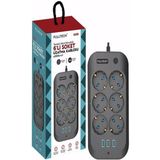 Fulltech 6 Priz 3xusb 10A 2 Mt Kablo 2500W Akım Korumalı Priz Ftr-11 8551 - Siyah