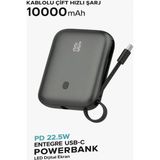 Fulltech Aura Akse 22.5 W Usb-C Powerbank LED Digital 10000 Mah - Gri