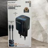 Fulltech FC61 35W Type-C To Lightning Kablolu Çift Girişli (Type-C ve Usb-A) Gan Hızlı Şarj Aleti - Siyah