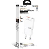 Fulltech FC71 30W Gan Süper Ince Hızlı Şarj Adaptörü | 1x Usb-A + 1x Usb-C | Pd 30W & Qc 3.0 Destekli Seyahat Tipi Şarj Cihazı - Beyaz
