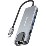 Fulltech FH20 5-In-1 Usb-C Çoklayıcı Adaptör | 100W Pd Hızlı Şarj | 4K HDMI | Ethernet | 2x USB 3.0 - Açık Gri
