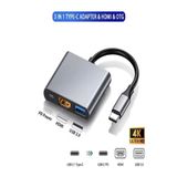 Fulltech FH7 HUB Fh-7 3'ü 1 Arada Usb-C Hub: Usb 3.0, Pd 100W Type-C, Ultra Hdm & Usb Çevirici Çoklayıcı 4K/30Hz