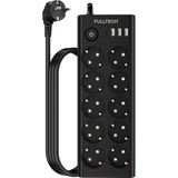 Fulltech Ftr-14 Çoklu Priz 10’lu + 3 USB + 1 Type-C 3680W 16A Anahtarlı Akım Korumalı Uzatma Prizi (2 Metre Kablo) - Siyah