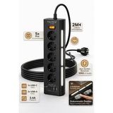 Fulltech FTR-26 5Li Akım Korumalı Priz 2 USB-A, 2 USB-C, 3 Kademeli Gece Lambası, 2 Metre Kablo