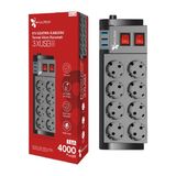 Fulltech Termal Akım Korumalı Isıya Karşı Dayanıklı 8'li Priz Kablo Uzunluğu 2 mt 3 x Usb