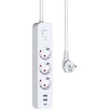 Fulltech Termal Akım Korumalı Uzatma Kablosu 3x Soket 1x TypeC 1.8M 3680W FTR-16