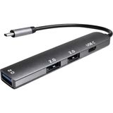 Fully S-802K 4'ü 1 Arada Usb-A Type-C Hub Dönüştürücü Alüminyum Gövde Ultra Ince Tasarım - Siyah