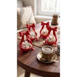 Fulmin Kahve Yanı Sunumluk / 4’lü Set / Fiyonk Detaylı Dekoratif Sunum Kasesi / 10x7 cm