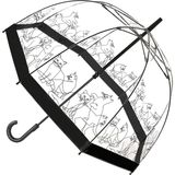 Fulton Birdcage® 2 Cats Desenli Şeffaf Kadın Şemsiye - Standart