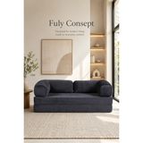 Fuly Consept Katlanır Sünger Koltuk Fitilli Kadife Antrasit Yatak Olabilen Modern Yer Minderi Koltuk 80 x 160 - Füme