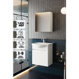 Fulya 50 Cm Mdf Lavabolu Aynalı Banyo Dolabı Seti Seramik Lavabo Dahil Beyaz Mdf