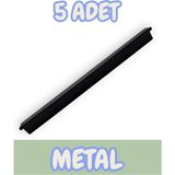 Fulya Alüminyum Metal Lüks Modern Mobilya Çekmece Mutfak Dolabı Kulpu Siyah (5 Adet) - 192mm