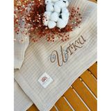 Fulya Tuhafiye Ftbabycollection %100 Pamuk 4 Katlı Müslin Kişiselleştirilebilir Isim Nakışlı Bebek BATTANIYESI 100X110 CM - 100 x 110 cm