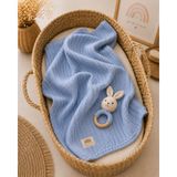 Fulya Tuhafiye Ftbabycollection Örgü Desen Bebek Pike Battaniye, %100 Pamuk Bebek Battaniyesi 90X110 cm - 90 x 110 cm - İndigo