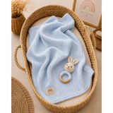 Fulya Tuhafiye Ftbabycollection Örgü Desen Bebek Pike Battaniye, %100 Pamuk Bebek Battaniyesi 90X110 cm - 90 x 110 cm - Mavi