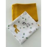 Fulya Tuhafiye Ftbabycollection Pamuk 2'li Müslin Bebek Battaniye Seti Oeko- Tex Sertifikalı Müslin örtü 80 x 90 cm - 80 x 90 cm