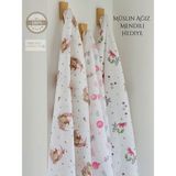 Fulya Tuhafiye Ftbabycollection Pamuk Müslin Bebek Battaniyesi 3'lü Set Oeko- Tex Sertifikalı Müslın örtü 80 x 90 cm - 80 x 90 cm