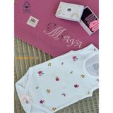 Fulya Tuhafiye Kişiye Özel Isimli 4 Katlı Müslin Bebek Battaniye Seti 100X110 cm %100 Pamuk Atlet & 3’lü Bambu Çorap Seti - Pembe - 100 x 110 cm