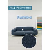 FUMBA HOME Üçlü Koltuk Jakarlı Lastikli Kanepe Örtüsü Lastikli Koltuk Örtüsü Chester Koltuk ANTRASİT