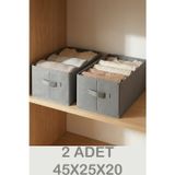 Füme 2Li Tela Dolap İçi Düzenleyici Kutu Organizer 45X25X20 Cm Kazak Havlu Saklama Hurcu