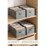 Füme 4Lü Tela Dolap İçi Düzenleyici Kutu Organizer 45X25X20 Cm Kazak Havlu Saklama Hurcu
