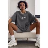 Füme Baskılı Oversize Tişört MG1491