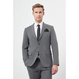 Füme Çizgili Mono Yaka Astarlı 6 Drop Slim Fit Dar Kesim Takım Elbise 1001245102 - 46