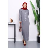 Füme Crop Hırka Triko Elbise Ikili Kombin - Standart