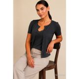 Füme Dantel Detaylı Slim Fit Kısa Kol Kadın Hırka MG2710
