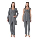 Füme Hamile Lohusa Sabahlıklı Pijama Takımı, S, EF2301-19804IGP27194134