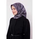 Füme Kenar Benekli Twill İpek Eşarp