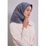 Füme Kenar Şeritli Monogram İpek Eşarp