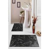 Füme Mermer Görünümlü Banyo Halısı Klozet Paspas Seti BS015