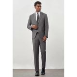 Füme Mono Yaka Çizgili 6 Drop Comfort Fit Tam Astar Esnek Takım Elbise 1001245160