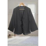 Füme Önü Bağlamalı Kimono Tunik / Likralı Yazlık Kumaş
