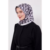Füme Petek Baskılı Twill İpek Eşarp