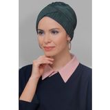 Füme Pratik Hazır Geçmeli Tesettür Bone Fukuro Piliseli Çapraz Büzgülü 1822_25