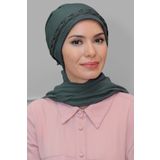 Füme Pratik Hazır Geçmeli Tesettür Bone Fukuro Piliseli Örgülü Şifon Atkılı 1825A_25