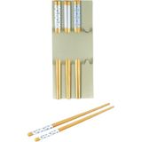 Fumeyabi Bambu Yemek Çubuğu Seti, 23 Cm, Siyah Beyaz Desenli, 4 Çift (Mavi)